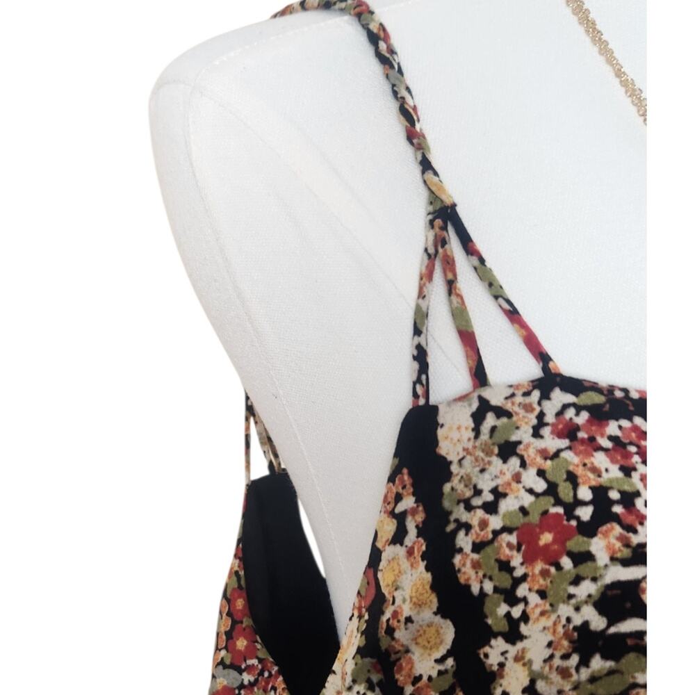 Free People Valerie Tiered Maxi Dress Medium Dark Floral Sleeveless Boho Fall - Picture 5 of 10